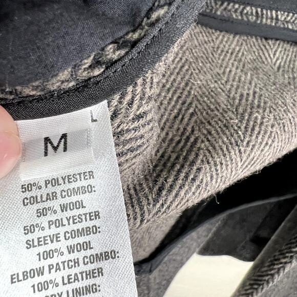 Yigal Azrouel Menswear Wool Blazer Jacket Gray Herringbone Black Knit Leather MD - Picture 5 of 10